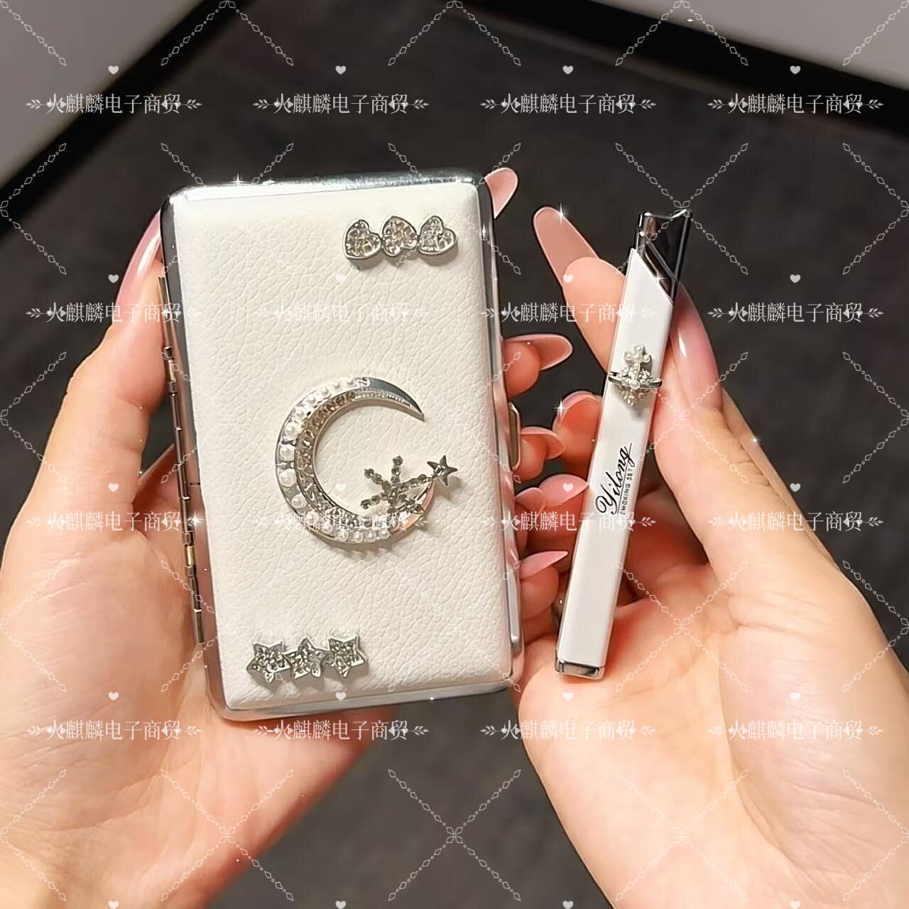 轻奢皮纹烟盒打火机高级感小巧便携细支ins女高颜值礼物diy网红