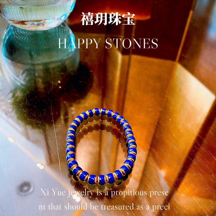 天然老旷阿富汗青金石帝王青6mm直切手串汉堡珠男女款手链毕业级