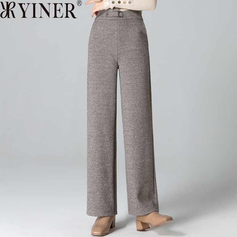 音儿美地女装清仓折扣厚羊毛休闲裤冬季款百搭显瘦直筒垂感长裤子