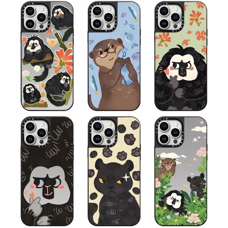 红山动物园苹果手机壳镜面磁吸iPhone16适用于15ProMax美洲豹联名白面猴14plus水獭13防摔保护套12硬