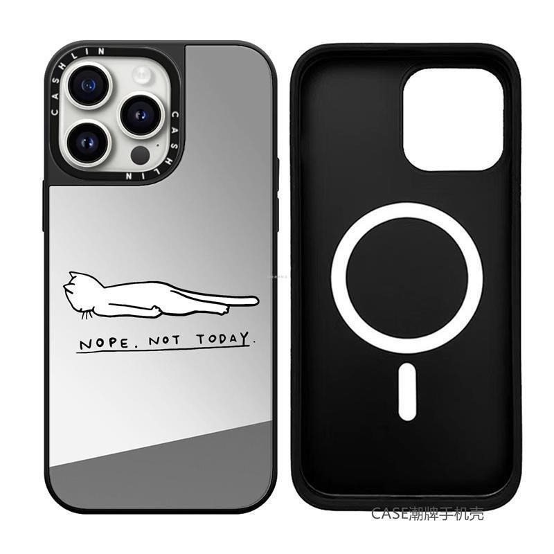 CASE联名适用颓废小猫倪妮明星同款适用iPhone苹果16Pro15ProMax14plus13Pro可爱高级感镜面手机壳12防摔保护