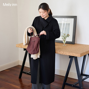 美丽客栈2025秋冬大码 胖mm巨显瘦高级感双面毛呢大衣羊绒外套 女装