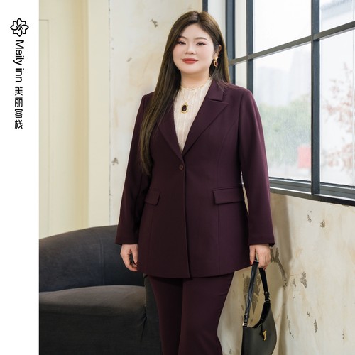 冬季酒渍玫瑰红西装外套