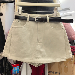 希贝尔茜茜高腰短裤 裙女2026春夏水洗棉百搭A字阔腿显瘦前裙后裤