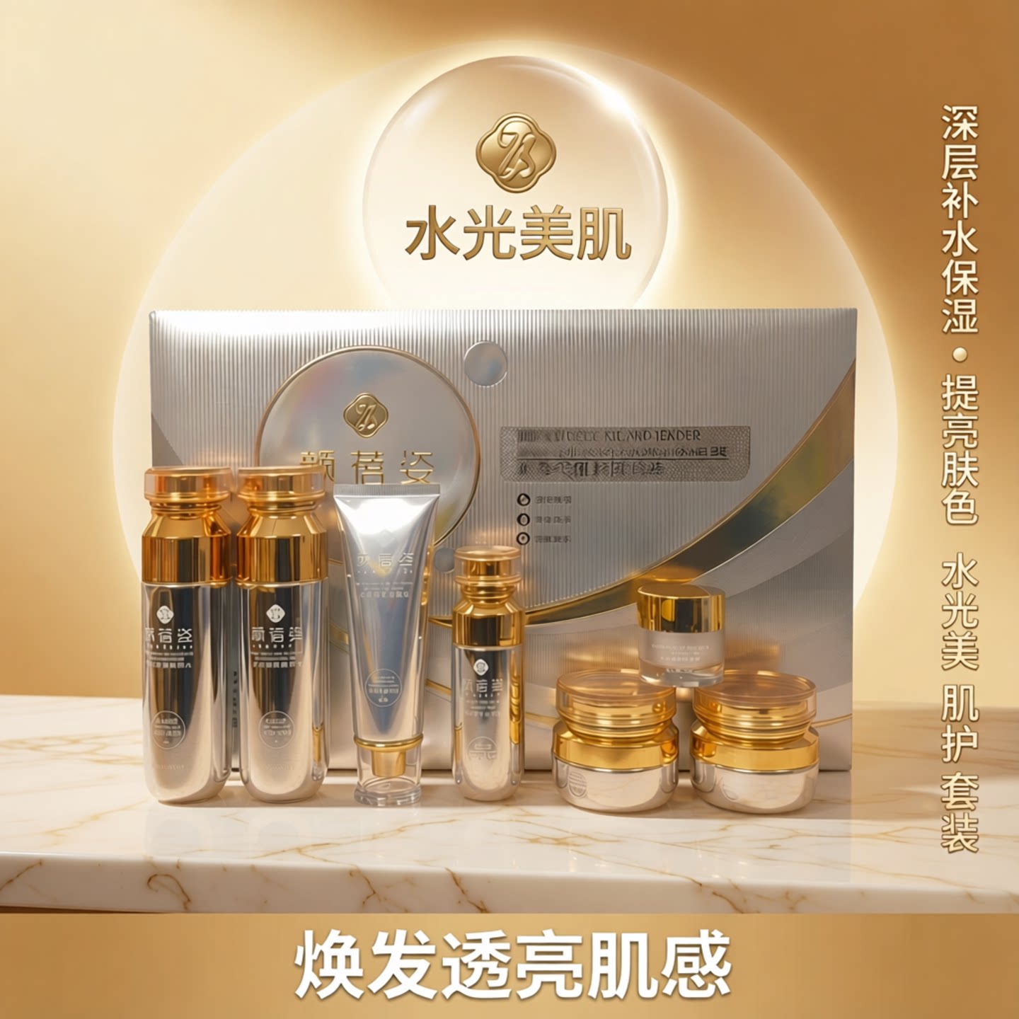 正品颜蓓姿水光美肌焕肤套装七件套提亮肤色保湿滋润嫩肤补水护肤