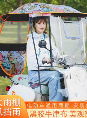 电动车电瓶车雨棚可拆卸挡风遮雨一体两轮踏板摩托车专用遮阳雨伞