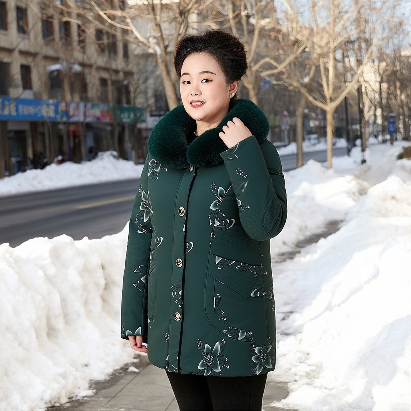 70-80岁老太太羽绒服可拆卸内胆