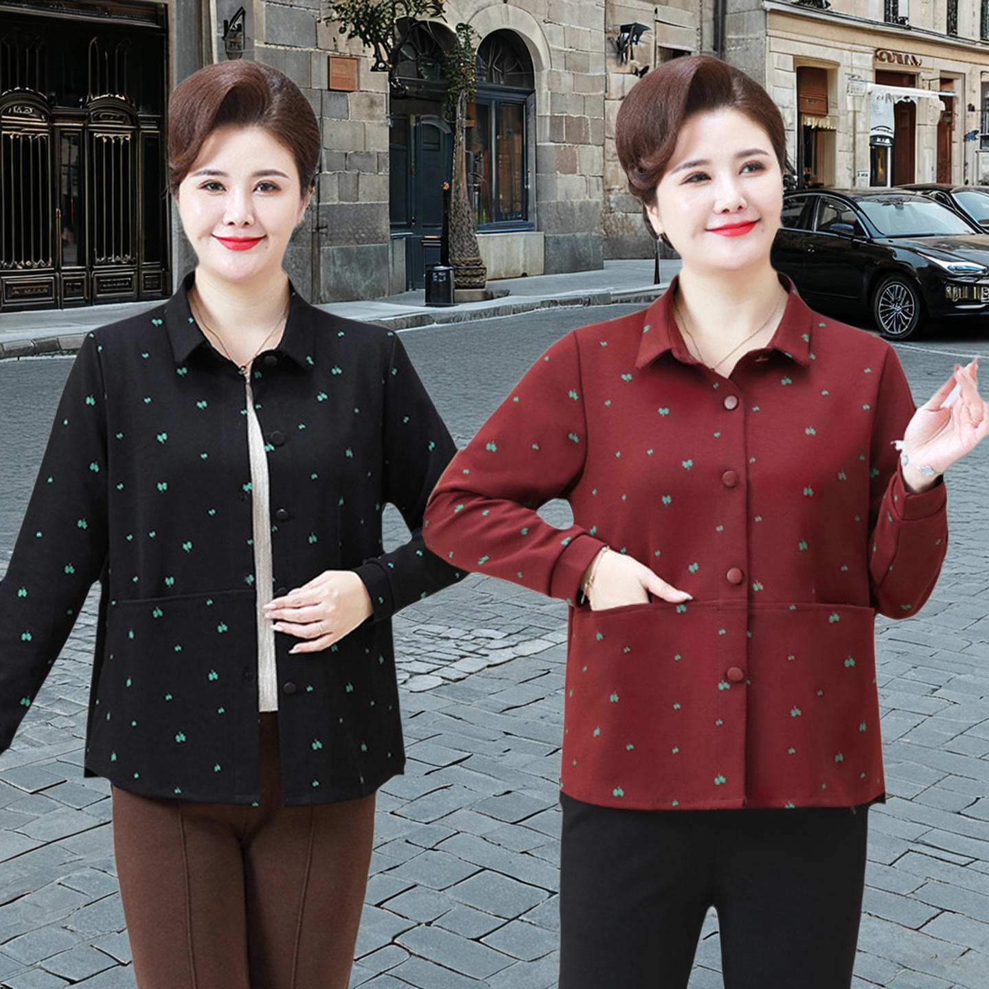 新时尚200斤胖妈妈秋装长袖风衣