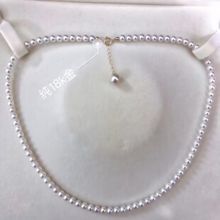 天然极光淡水珍珠18K金扣小米珠项链baby珠锁骨链天女珠光无暇