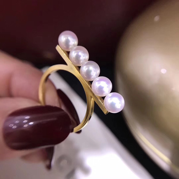 极光天然珍珠戒指彩凛珠媲美海水珍珠天女级平衡木戒指活口可调节