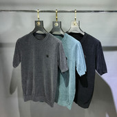 毛衣男秋冬新款 半袖 不起球半截袖 天鹅绒短袖 大码 打底衫 纯色针织衫