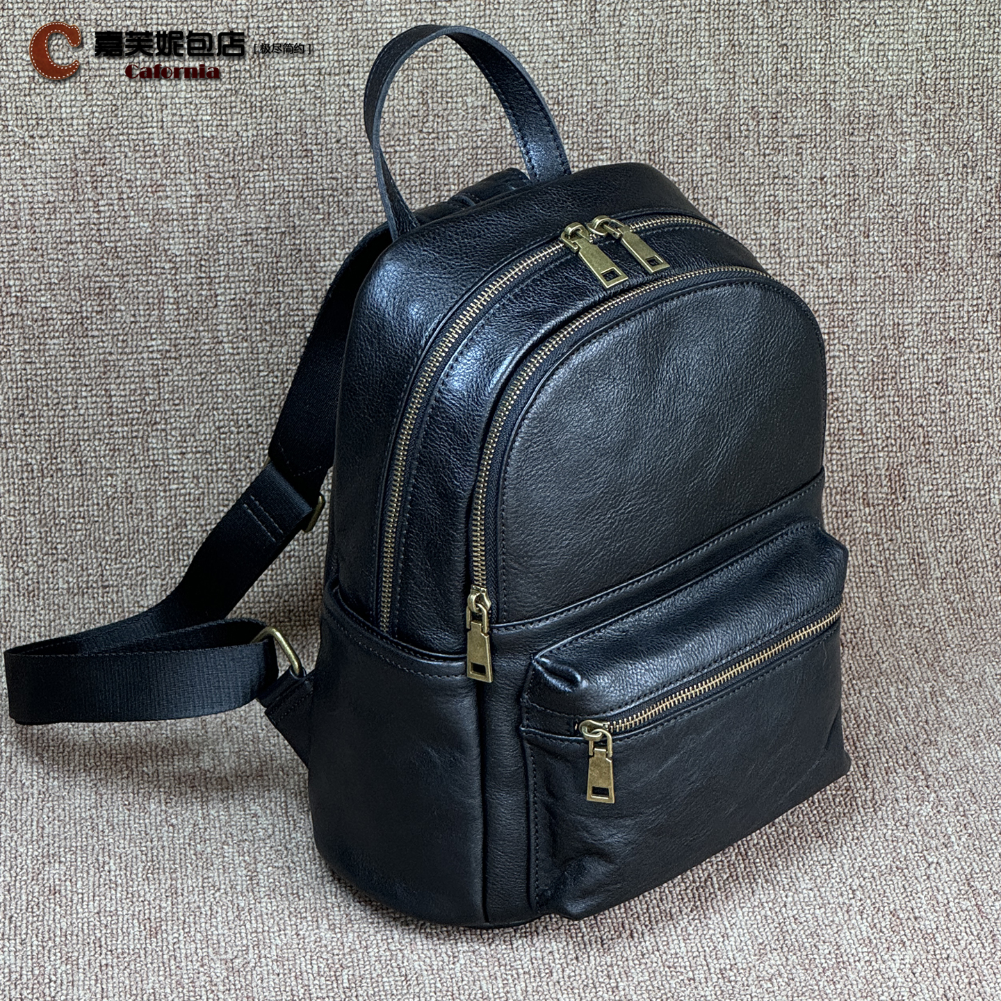 头层植鞣牛皮通勤复古真皮休闲背包多层双肩包女大容量电脑包旅行