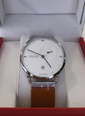 西腾表FE系列9010蓝色帆布机械表男橙色真皮把头向上日历个性男表