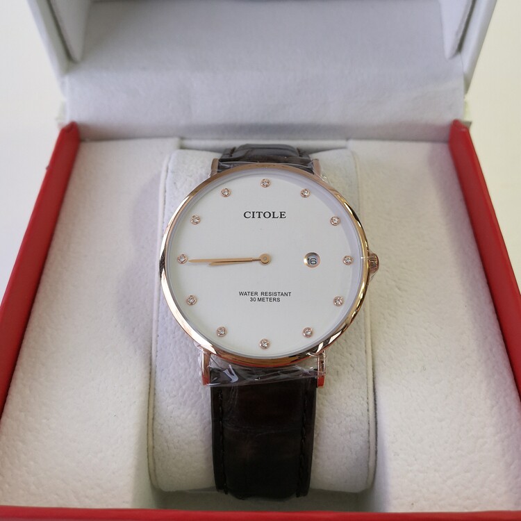 超薄简约风真皮防水情侣表