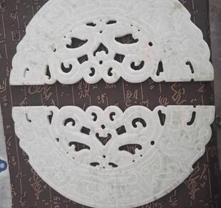 纯天然大玉璧双龙半圆岫玉神兽祥云古典家饰摆件包邮17015