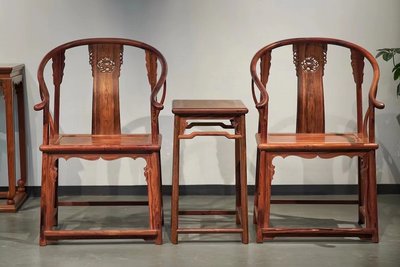 红木家具新中式餐椅古皇宫椅茶椅子白酸枝麒麟圈椅三件套实木