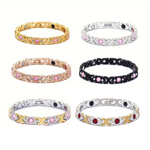Adjustable Eco Alloy Diamond Magnetic Bracelet