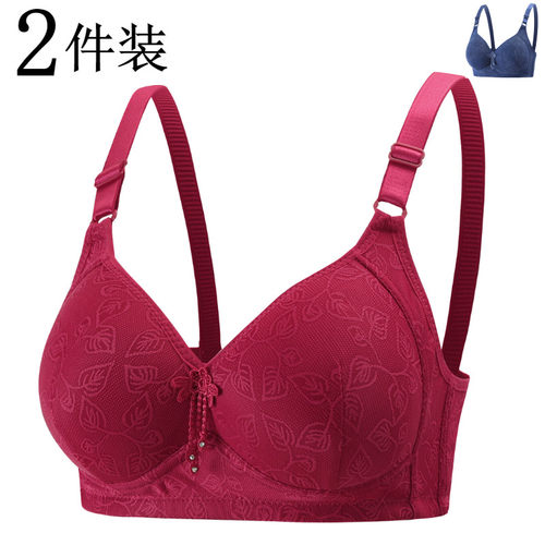 妈妈内衣女无钢圈薄款夏季文胸加肥大码中老年人纯棉胸罩小胸聚拢