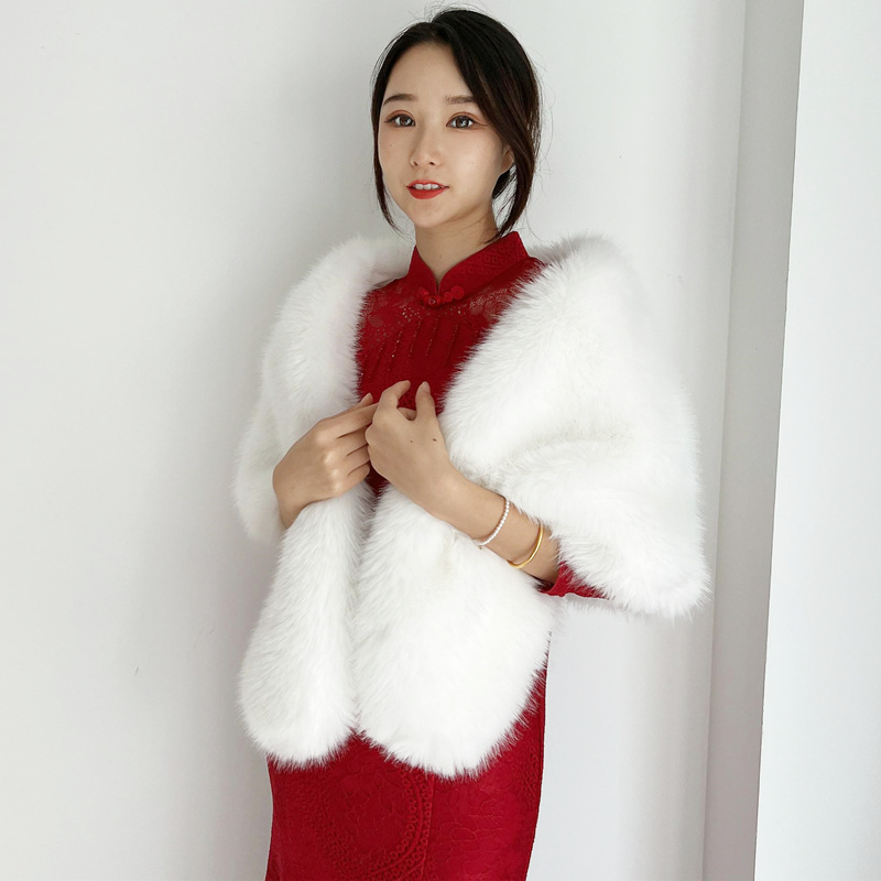 新娘结婚狐狸毛披肩秋冬季仿皮草