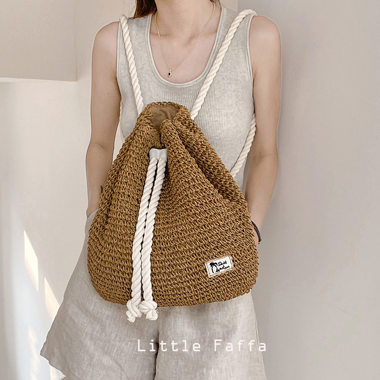 编织双肩包小众小包藤编包轻便