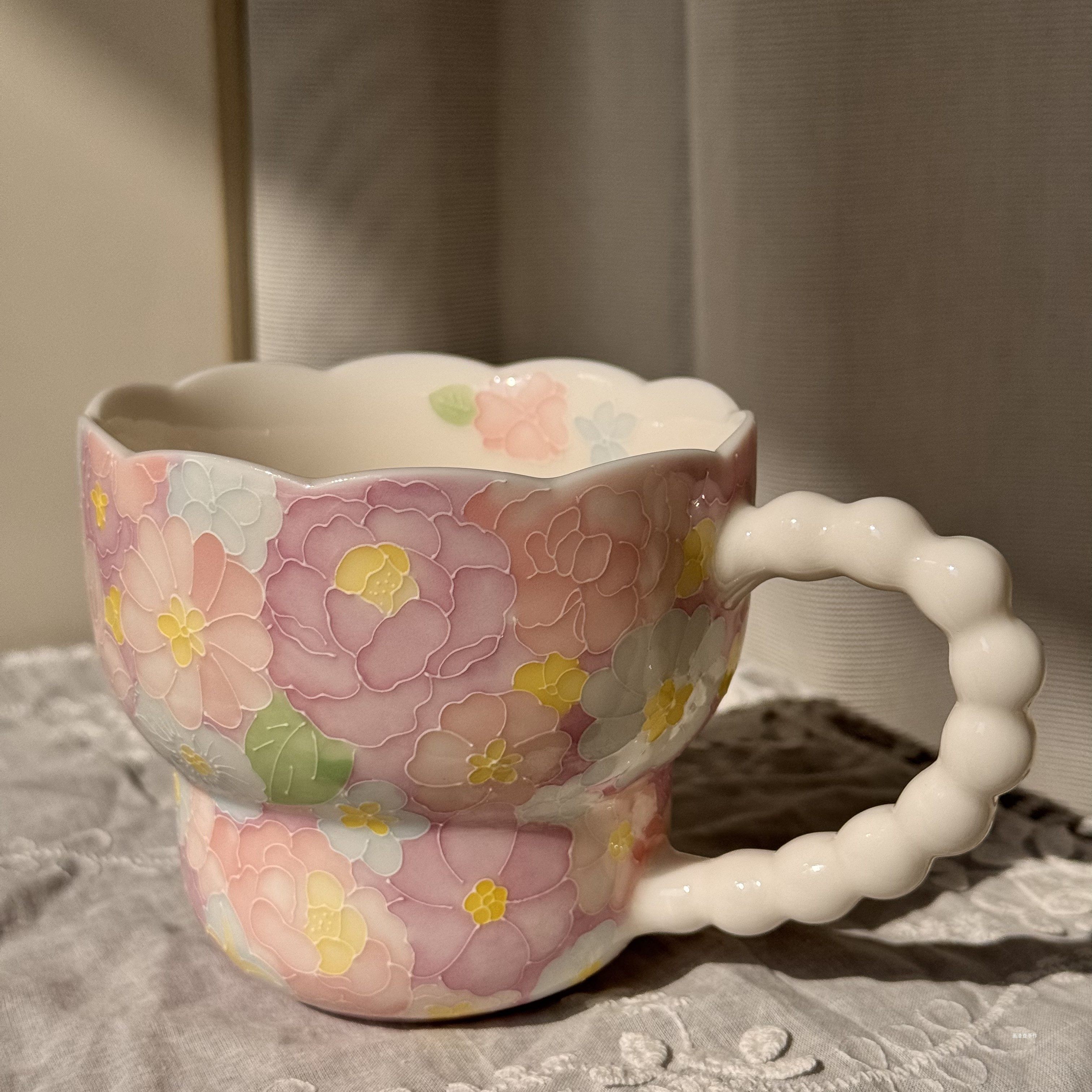 景德镇手绘万花釉下彩陶瓷杯子高颜值马克杯办公室下午茶水杯礼物,餐饮具,马克杯,淘宝优惠券,粉丝福利购,淘宝优惠卷