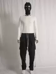 Ro Style High Street Dark Cotton Plain Knit Sports Casual Double-Ring Long Pants Multi-Pocket Workwear Slim Straight Pants for Men