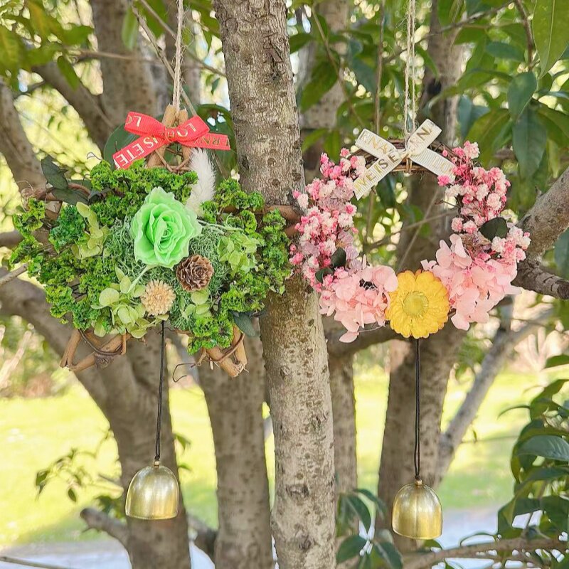 干花藤编花环手工diy材料包圣诞礼物挂件车挂松果学生作业永生花