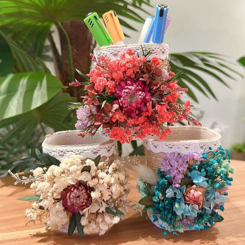 干花笔筒diy手工制作材料包幼儿园亲子活动团建沙儿童教师节礼物