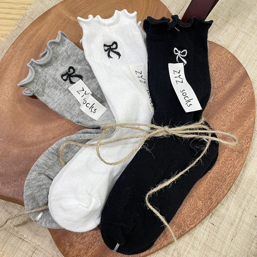 儿童袜子春夏薄棉网眼女童韩黑白