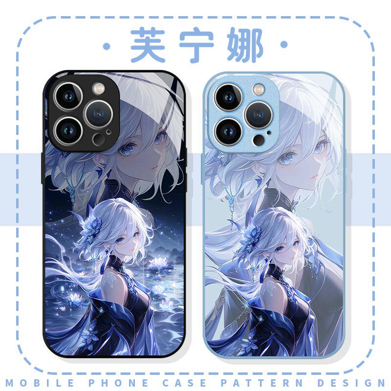 芙宁娜梦幻动漫玻璃手机壳适用荣耀500个性荣耀400pro金属漆300pro高级感200pro全包100女款荣耀x70i防摔卡通