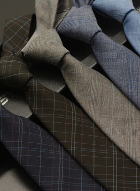 YSBYL8cm正装韩版领带男士时尚休闲英伦灰色格子潮领带男礼盒装