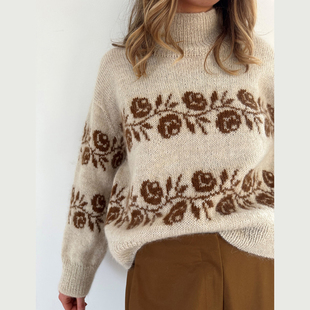 sandnes tynn gynt 挪威 玫瑰套衫毛衣材料包 非成品 毛线和教程