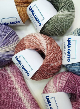 Lana Gatto Merinocot 进口羊毛棉线混纺段染宝宝毛线1团价格50克