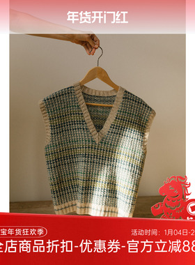 biches & buches 羊羔毛提花针织背心材料包编织毛线和教程非成品