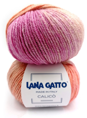 lana gatto 进口羊毛亚克力混纺段染线 CALICO 手编围巾毛衣毛线