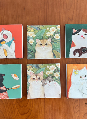 小众艺术挂画萌猫可爱搭档