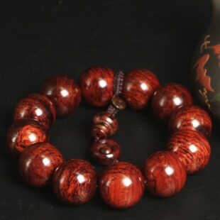 海南红降花梨公高货满芝麻点2.0手串 Z4335 约63g