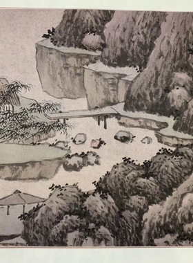 沈周 竹林茅屋图 书法国画 山水长卷 临摹学习 纸本绢布 微喷复制