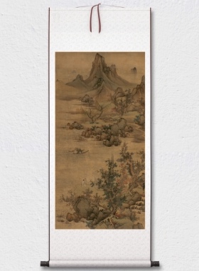 蓝瑛 秋山图立轴 山水国画 挂轴装裱 墙面装饰 纸本绢布 微喷复制