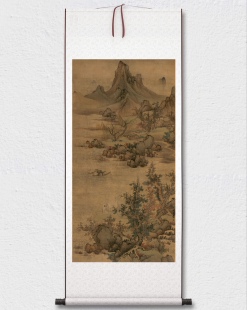 蓝瑛 秋山图立轴 山水国画 挂轴装裱 墙面装饰 纸本绢布 微喷复制