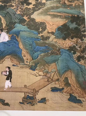 仇英 桃源仙境图 设色山水 国画立轴 临摹学习 纸本绢布 微喷复制