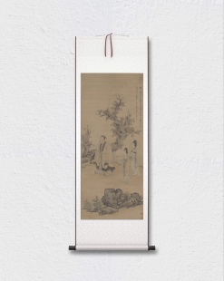 明代 陈洪绶 升庵簪花图 设色山水 国画立轴 纸本绢布 微喷复制