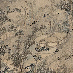 明代 文伯仁 横塘雨歇图 写意山水 书法国画 纸本绢布 微喷复制