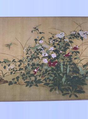 五代 黄筌 写生草虫图 工笔花鸟 国画长卷 纸本绢布 微喷复制