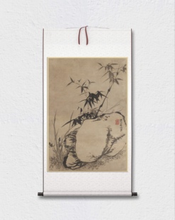 石涛 兰竹图 国画立轴 墙面装饰 临摹学习 纸本绢布 微喷复制