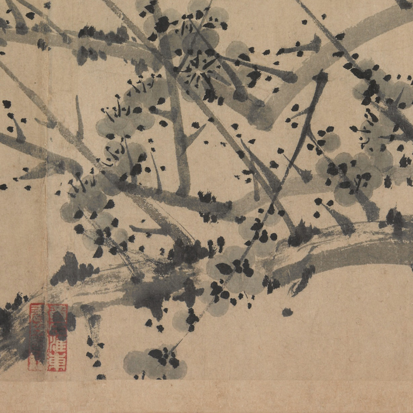 邹复雷 春消息图 水墨梅花 国画长卷 临摹学习 纸本绢布 微喷复制