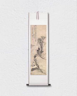 清代 石涛 留听鹧鸪啼图 山水人物 国画立轴 墙面装饰 微喷复制