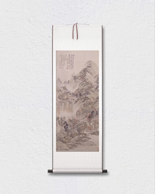 王翚 虞山枫林图 设色山水 国画立轴 墙面装饰 纸本绢布 微喷复制