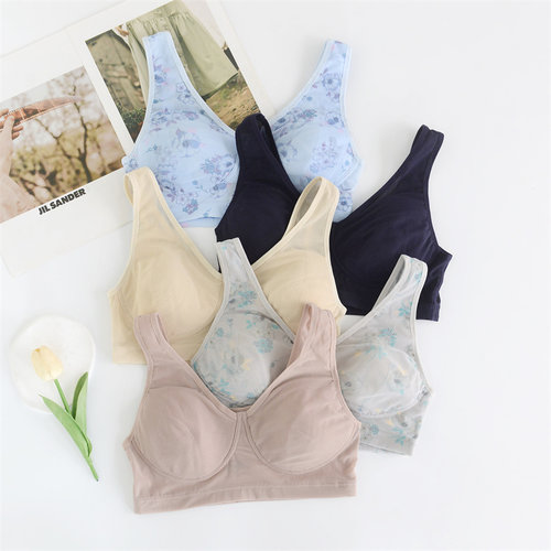 出口日本无钢圈文胸网纱速干胸罩