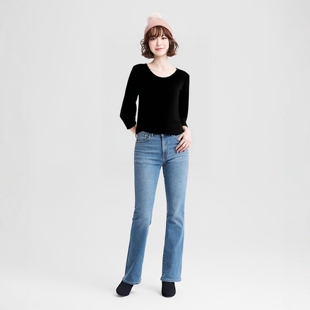 太暖和了出口日本女士加绒加厚秋衣单件 保暖上装弹力超大678